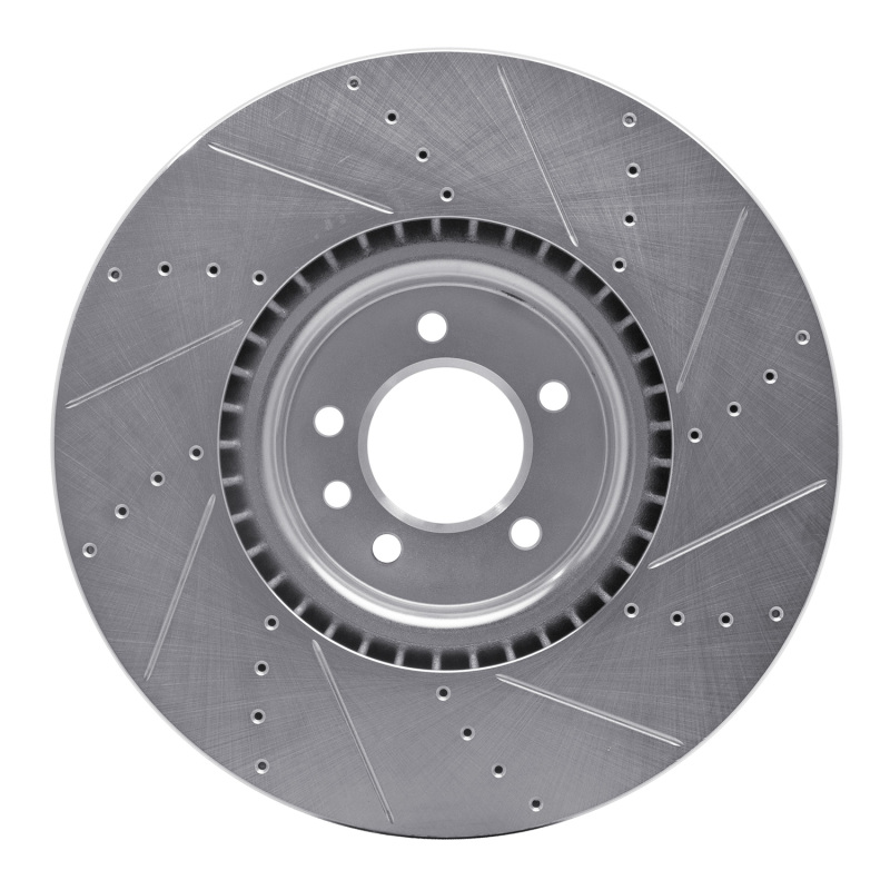 Land Rover Defender 110 Brake Rotor (1) - Front Right - R1 Concepts - Drilled & Slotted - Silver - `18-`25